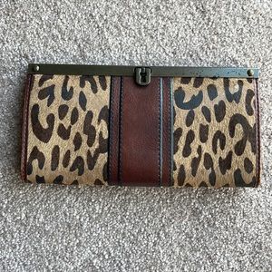 Fossil vintage reissue VRI cheetah leopard animal print leather clutch wallet